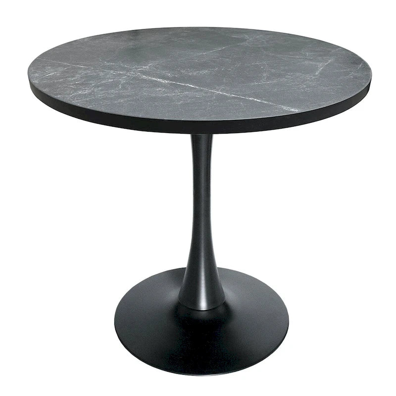 Table de salle à manger ronde de 36 po avec plateau en MDF et base en fer noir