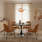 Bristol 36 Round Dining Table for 4 with MDF Top and Sleek Black Iron Base for Kitchen & Dining Room