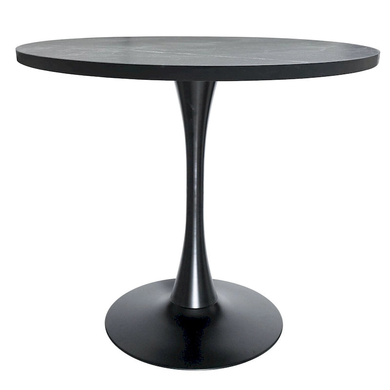 Table de salle à manger ronde de 36 po avec plateau en MDF et base en fer noir