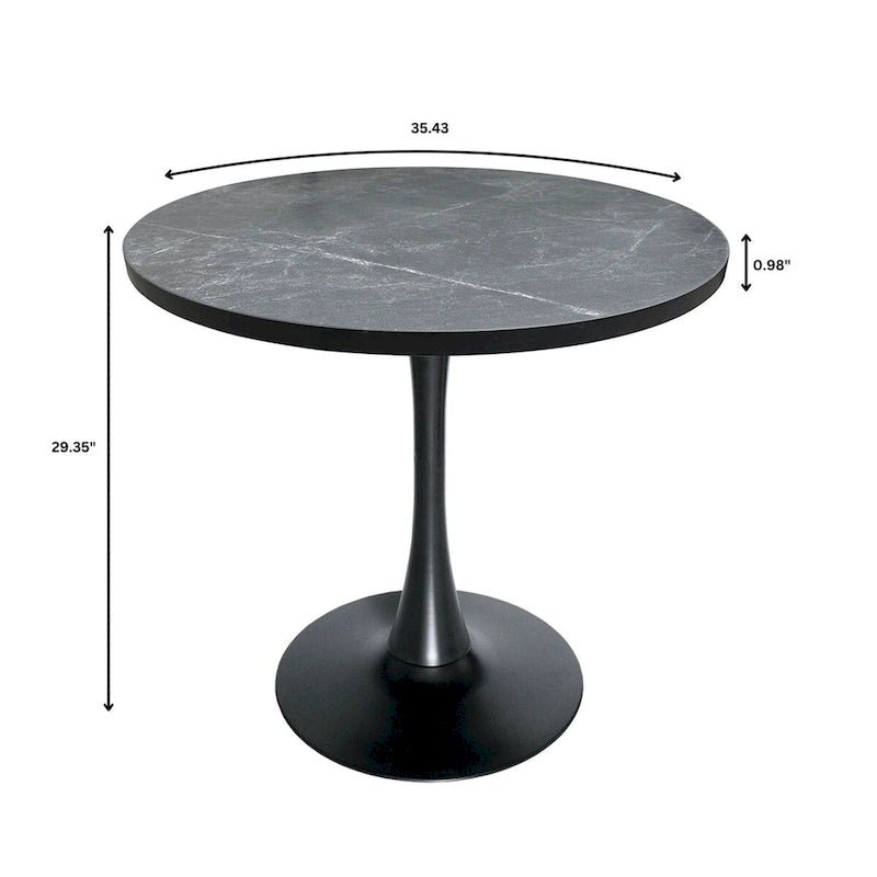 Table de salle à manger ronde de 36 po avec plateau en MDF et base en fer noir