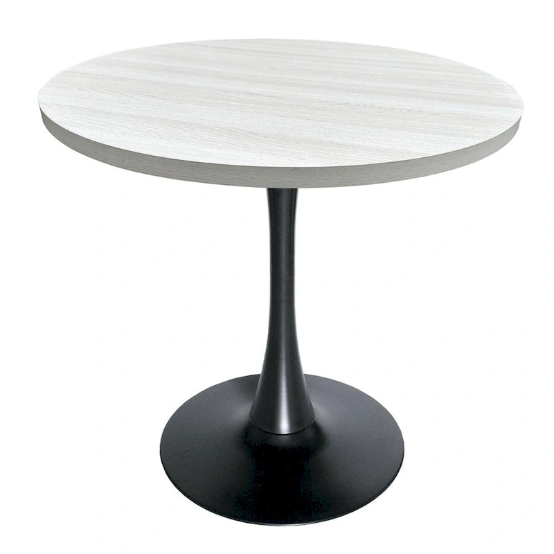 Table de salle à manger ronde de 36 po avec plateau en MDF et base en fer noir