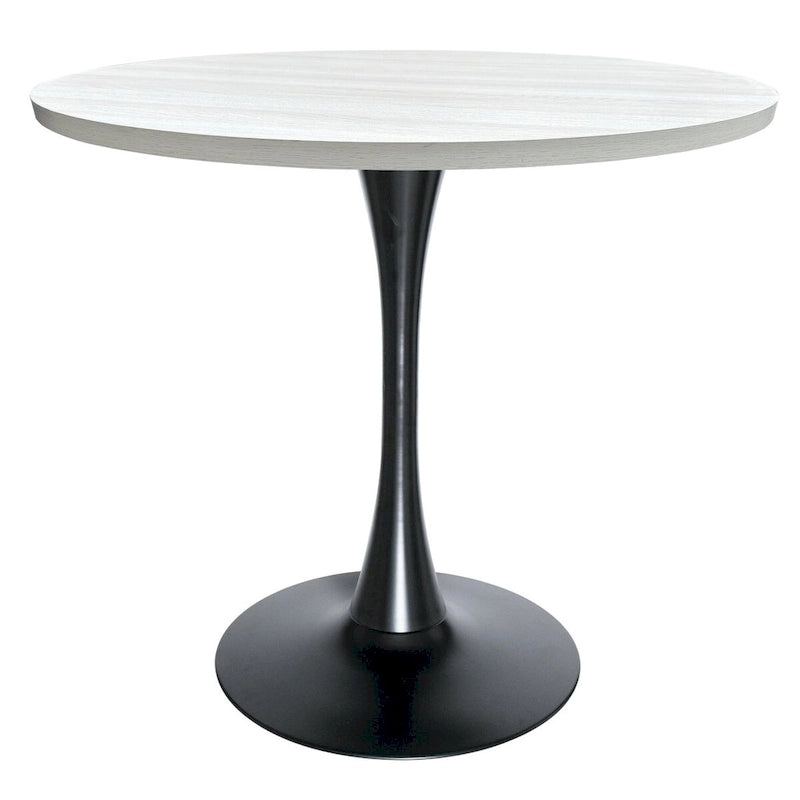 Table de salle à manger ronde de 36 po avec plateau en MDF et base en fer noir