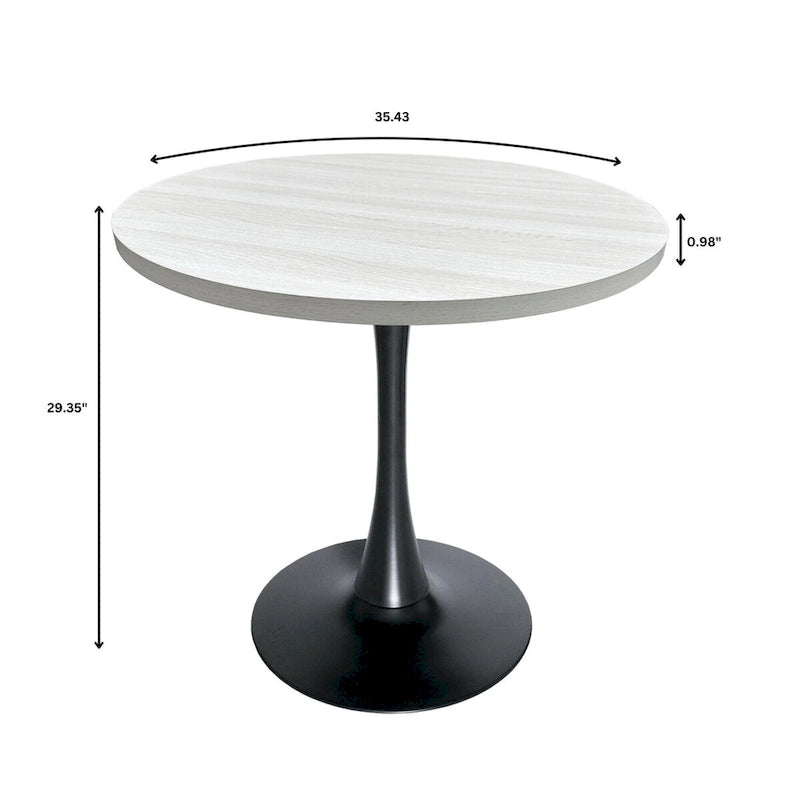 Table de salle à manger ronde de 36 po avec plateau en MDF et base en fer noir