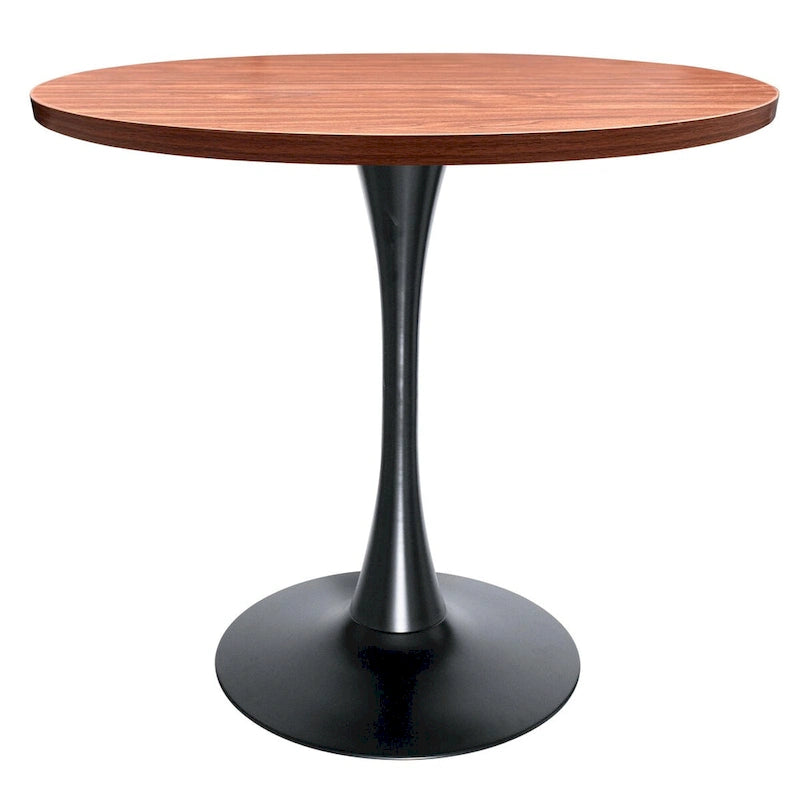 Table de salle à manger ronde de 36 po avec plateau en MDF et base en fer noir