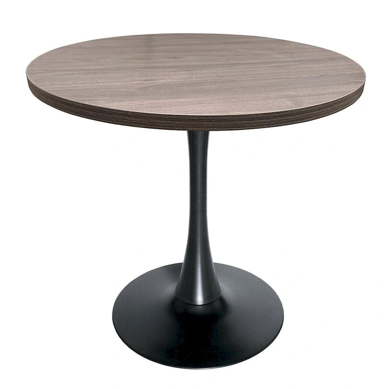 Table de salle à manger ronde de 36 po avec plateau en MDF et base en fer noir