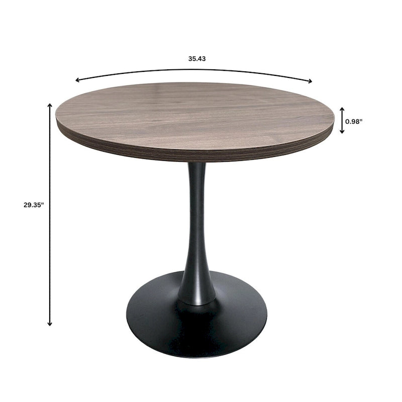 Table de salle à manger ronde de 36 po avec plateau en MDF et base en fer noir