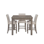 Table de bar carrée 5 pièces de style ferme avec 4 tabourets de comptoir rembourrés