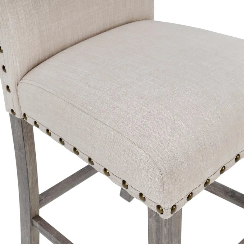 Table de bar carrée 5 pièces de style ferme avec 4 tabourets de comptoir rembourrés
