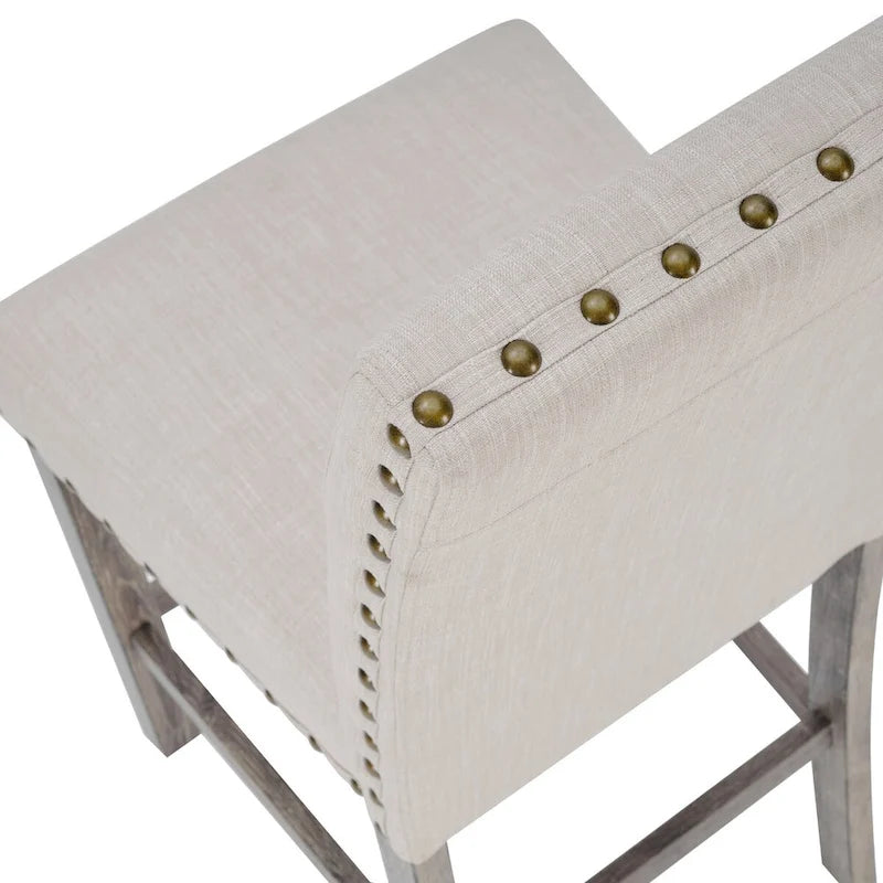 Table de bar carrée 5 pièces de style ferme avec 4 tabourets de comptoir rembourrés