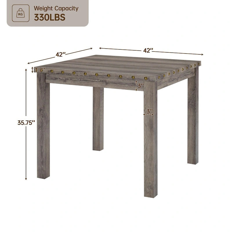 Table de bar carrée 5 pièces de style ferme avec 4 tabourets de comptoir rembourrés