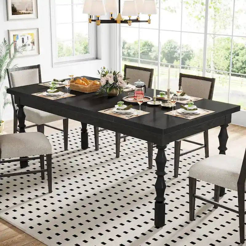 Table à manger rectangulaire en bois style campagnard de 62 pouces