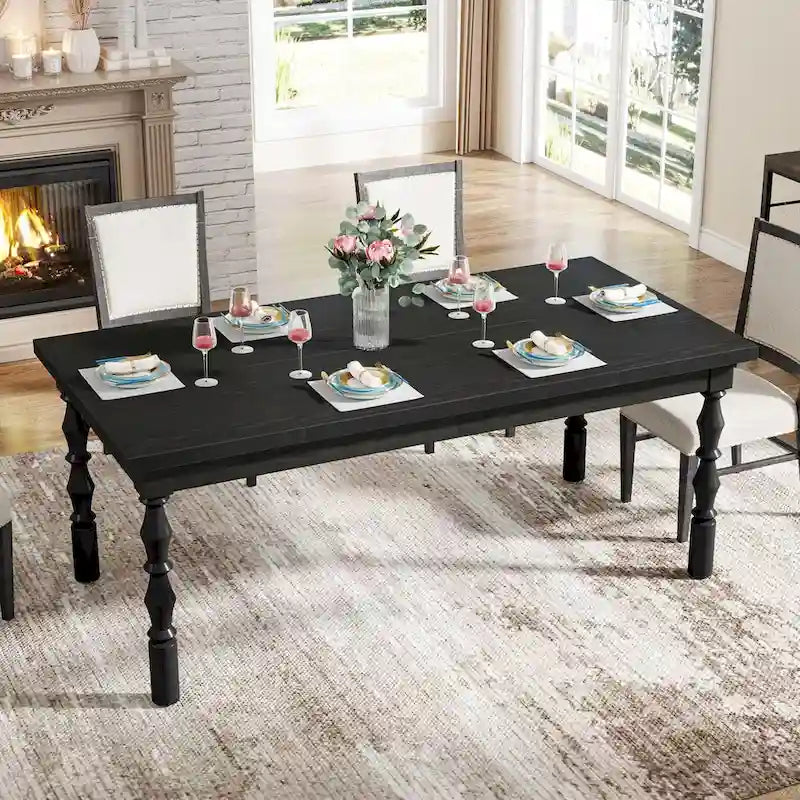 Table à manger rectangulaire en bois style campagnard de 62 pouces