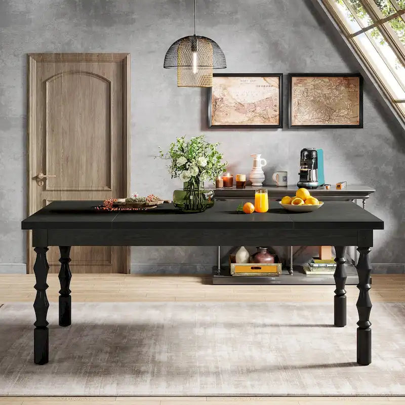 Table à manger rectangulaire en bois style campagnard de 62 pouces