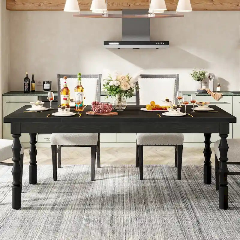 Table à manger rectangulaire en bois style campagnard de 62 pouces