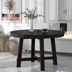 Table à manger ronde extensible en bois avec rallonge de 40 cm