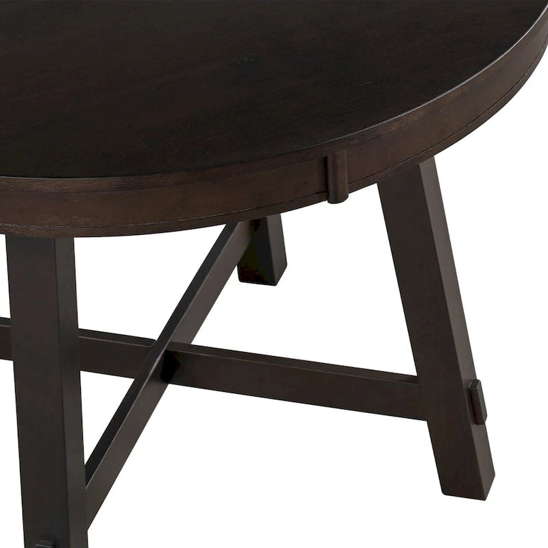 Table à manger ronde extensible en bois avec rallonge de 40 cm