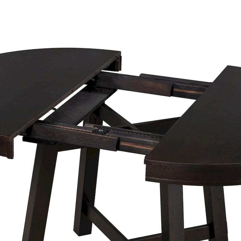 Table à manger ronde extensible en bois avec rallonge de 40 cm