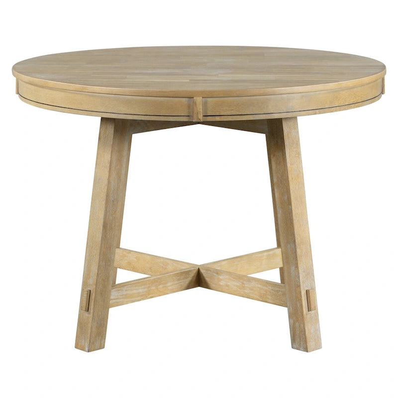 Table à manger ronde extensible en bois avec rallonge de 40 cm