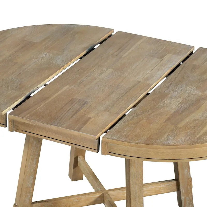 Table à manger ronde extensible en bois avec rallonge de 40 cm
