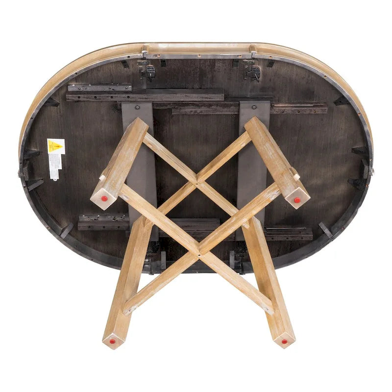 Table à manger ronde extensible en bois avec rallonge de 40 cm