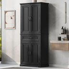 Meuble de rangement de salle de bain avec portes, tiroir et étagère réglable