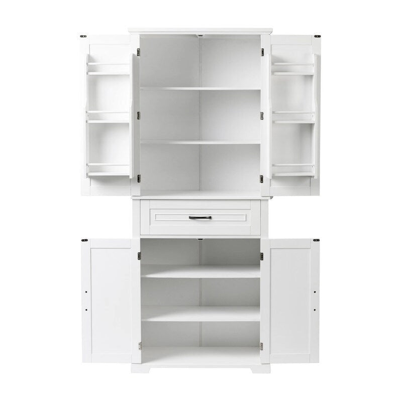 Meuble de rangement de salle de bain avec portes, tiroir et étagère réglable