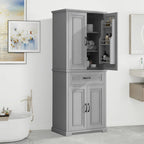 Meuble de rangement de salle de bain avec portes, tiroir et étagère réglable