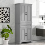 Meuble de rangement de salle de bain avec portes, tiroir et étagère réglable
