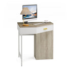 Bureau d'angle informatique en bois et métal avec 4 tiroirs