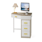 Bureau d'angle informatique en bois et métal avec 4 tiroirs