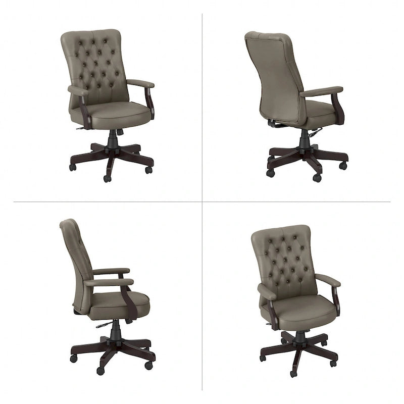 Chaise de bureau capitonnée à dossier haut avec accoudoirs