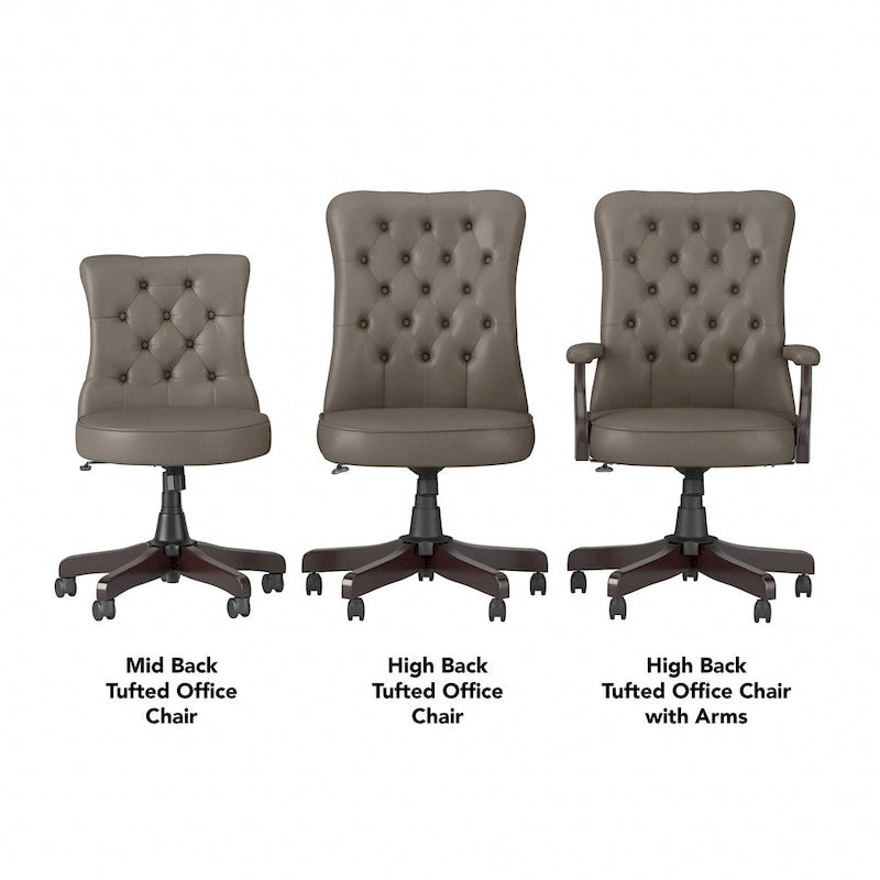 Chaise de bureau capitonnée à dossier haut avec accoudoirs