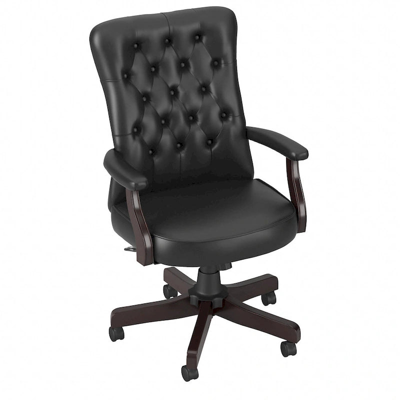 Chaise de bureau capitonnée à dossier haut avec accoudoirs