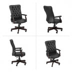 Chaise de bureau capitonnée à dossier haut avec accoudoirs