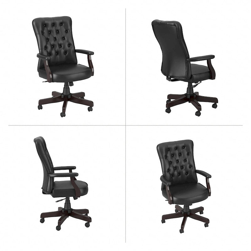 Chaise de bureau capitonnée à dossier haut avec accoudoirs