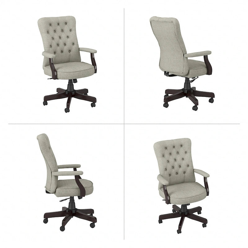 Chaise de bureau capitonnée à dossier haut avec accoudoirs