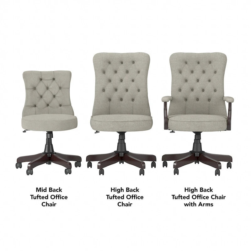 Chaise de bureau capitonnée à dossier haut avec accoudoirs