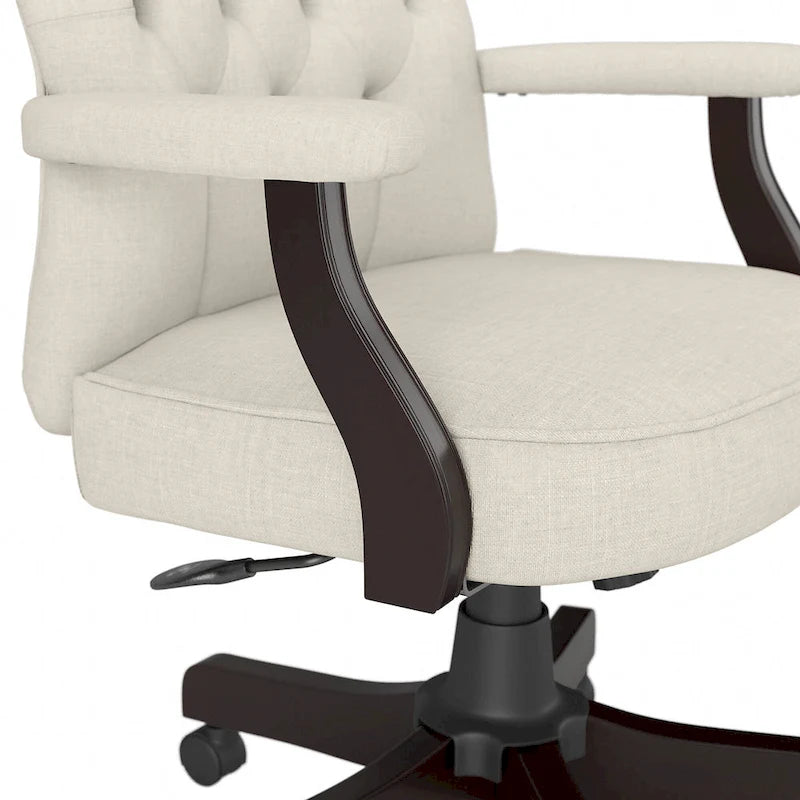 Chaise de bureau capitonnée à dossier haut avec accoudoirs